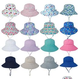 Caps Hats Kids Upf50Add Safari Sun Hat Breathable Bucket Summer Play Children Fabric Solid Cartoon Sunhats 16 Styles Offer Choose Drop Otgja