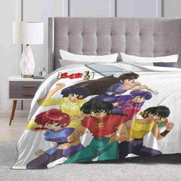 Blankets Ranma Group Fight Trend Style Funny Fashion Soft Throw Blanket Akane Shampoo Ran Chan Ukyo Ryoga Nabiki Kasumi Soun Genma