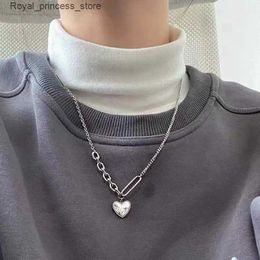 Pendant Necklaces Japanese and Korean New Heart Necklaces Pure Silver Daughter Various Simple Kravik Necklaces with Ethnic Minority Design Necklaces Q240426