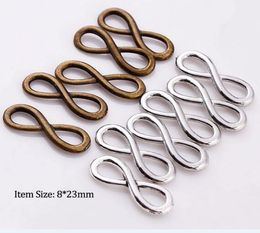 300Pcs Antique Silver gold Bronze Feather Infinity Symbol Connectors Pendant Charms For necklace Jewellery Making findings 23x8mm7617595