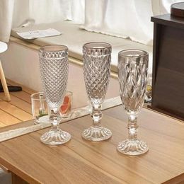 Wine Glasses 1pcs 170ml 3d Diamond Texture Glassware Cocktail Vintage Tall Champagne Glass Transparent Drinking Drinkwarecool Goblet