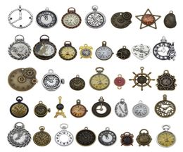 30pcs Random Mixed Clock Watch Face Components Charms Alloy Necklace Pendant Finding Jewellery Making Steampunk DIY Accessory1492010