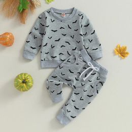 Clothing Sets Halloween Toddler Baby Boy Pant Two Piece Outfit Autumn Clothes Bat Print Sweatshirt And Elastic Pants Set For Infant