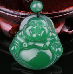 Green agate jade Buddha pendant green crystal belly belly Miller Buddha life jade pendant necklace female models42315948896490