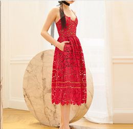 2024 Summer Heavy New s-elf Portrait Women's Summer New Strap Lace Dress Fairy Dress Open Back Long Dress Women