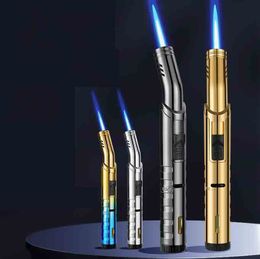 Newest Torch Butane Lighter Hand-held Jet Straight baking Barbecue Windproof Ciagerette Lighters No GAS 4 Colours