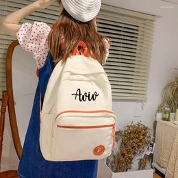 Backpack Personalized Large Capacity Bag For Travel School Laptop Cotton Canvas Stylish