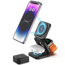 Stands Foldable 3 in 1 Magnetic Hold Charging Station for Apple,For iPhone 15/14/13/12 Pro/Max,5W for Apple Watch, AirPods 3/2/Pro