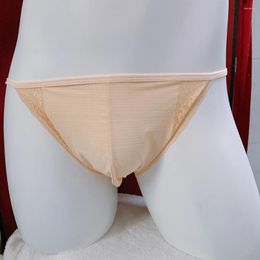 Underpants Sexy Mesh Briefs Breathable Underwear Male Bulge Pouch Sissy Soft Panties See Through Knickers Lace Side Lingerie