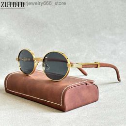 Sunglasses Oval Sunglasses for Women 2024 Fashion Designer Wooden Sunglasses for Men Luxury Fashion Glasses Vintage Lentes De Sol Mujer Zonebril Q240425