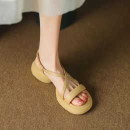 2024Summer Gladiator Platform Women Sandals Fashion Elegant Cross Strap Commute Shoes Comfort Thick Bottom Beach S 240415