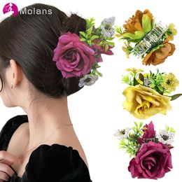 Molans New Flower Hair Clip krab dla kobiet duże włosy różowe pazur ślubna do włosów kucyk na nakrycia głowy modne akcesoria do włosów
