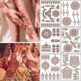 Tattoo Transfer Henna Tattoo Red Tattoo Sticker Temporary Fake Tattoo Lace Floral Totem Temporary Waterproof Body Art Long Lasting Stickers 240427