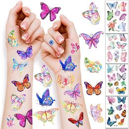 Tattoo Transfer Butterfly Tattoos for Kids Womens 5pcs Waterproof Kids Tattoo Stickers Colorful Butterfly Tattoo Stickers Cute Temporary Tattoos 240426