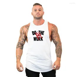 Men's Tank Tops DO THE WORK Gym Clothing Mens Cotton O Neck Fitness Summer Bodybuilding Singlets Sports Sleeveless T Shirt Muscle Vest