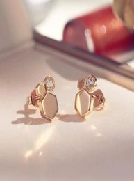 Stud 18K rose gold earrings 925 Silver studs for Women Slim Stacking honeycomb Rings Wedding ring luxury Jewellery no box 2211115542537