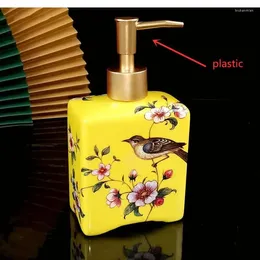 Liquid Soap Dispenser 400ml Flower Print Ceramic Lotion Bottle Portable Shampoo Hand Sanitizer Jar Bathroom Accessories Supplies