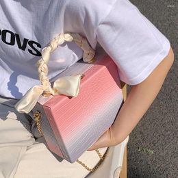 Shoulder Bags 2024 Jelly Candy Gradient Sac Designer Ladies Ribbon Handbag Luxury Crossbody For Women PU Leather Lady Chain Bag