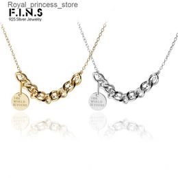 Pendant Necklaces F. I.N.S Authentic S925 Sterling Silver Necklace Small Round Label Thick Chain Pendant Necklace Punk Kravik Chain Exquisite Jewelry Q240426