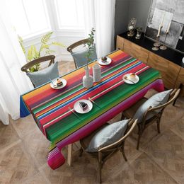 Table Cloth Mexican Coloured striped tablecloth Mexican ethnic tablecloth linen stain resistant kitchen tablecloth decorative picnic mat 240426