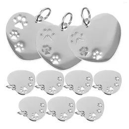 Dog Collars 10 Pcs Labels Tag Pendant Pet ID Name Stainless Steel Dogs Tags Hollow Out For Pets