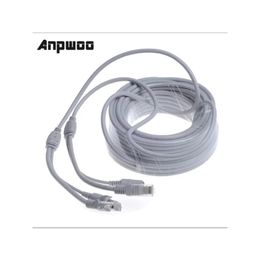 ANPWOO CCTV CAT5/CAT-5e 5M/10M/15M/20M/30M Ethernet Cable RJ45 + DC Power CCTV network Lan Cable For NVR System IP Cameras