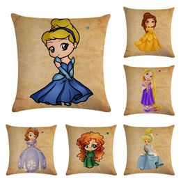 Pillow Cartoon Little Princess Pattern Sofa Car Pillowcase Fashion Linen Cover Childrens Favourite Home Decor