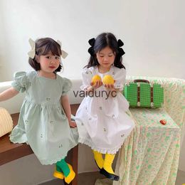 Girl's Dresses 2024 Summer Girls Dresses Floral Embroidery Girl Clothes Lace Dress H240429