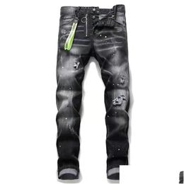 Mens Jeans Designer Pants Linen Hip Hop Men Died Ripped Biker Slim Fit Motorcycle Denim For Drop Delivery Apparel Clothing Otymz