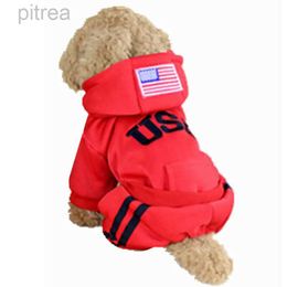 Dog Apparel USA Winter Dog Clothes Fashion Pet Dog Coats Jumpsuit 100% Cotton Jacket Hoodies Sport Clothing For Small Dogs Apparel 25S2Q d240426