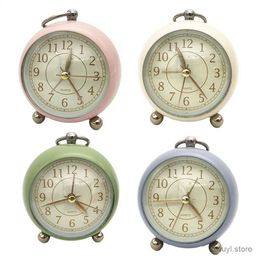 Desk Table Clocks 1pcs Metal Vintage Alarm Clock Super Silent Non Ticking Night Light Function Battery Operated For Decorating Bedroom Bathroom