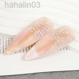 Desginer mui Spring Clip Hair Clip Fashionable Commuting English Letters Acetic Acid Yiwu Handmade Miu Hair Accessories Womens Instagram Style Headwear