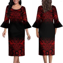 Party Dresses Polynesian Custom Women's Dress Summer Long Sleeve With Lotus Cuffs Design Temperament