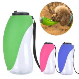 Feeding 680ml Portable Pet Dog Water Bottle Soft Silicone Leaf Design Travel Dog Bowl For Puppy Cat Drinking Outdoor Pet Water Dispenser