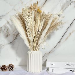 Decorative Flowers Natural Dried Decor - 88Pcs 17.5" Fluffy Pampas Grass Boho Home Bouquet For Wedding Floral Room Decorations