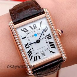 Dials Working Automatic Watches Carter Large Tank Diamond Set Mechanical Watch Mens W5200026