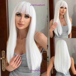 Wind white straight bangs hair synthetic Fibre wig for women fashionable and charming high-temperature silk cospa