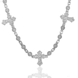 Fine Jewellery Necklaces Hip Hop Iced Out 925 Sterling Silver Round and Baguette Moissanite Cross Necklace Jewellery