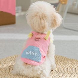 Dog Apparel Macaron Colour Dogs Waffle Top Cute Breathable With Traction Buckle T-shirt Polyester Pet Tank For Cats