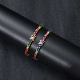 Wholesale Factory Price 3x3mm Rainbow Colour Cz Custom Tennis Chain Necklace Bracelet