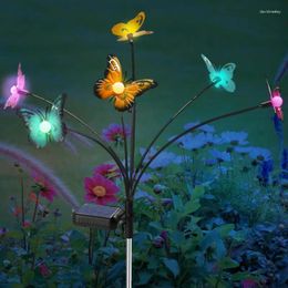 Butterfly Garden Stakes Solar Fluttering Firefly Lights Decor Multifunctional Swaying Decorations