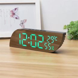 Clocks Digital Alarm Clock Temperature Humidity Date 3 Alarms 2 Display Mode Unlimited Snooze Table Clock 12/24H Night Mode LED Clock