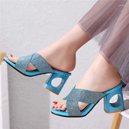 Slippers Smirnova Big Size 32-48 Peep Toe Slip On Spring Ladies Pu Modern Summer Shoes Thick High Heels Woman