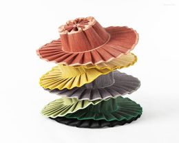 Wide Brim Hats Child Adult Waterproof Straw Hat Elegant Summer Pleated For Women Outdoor Beach Sun Foldable Party Wedding5889071