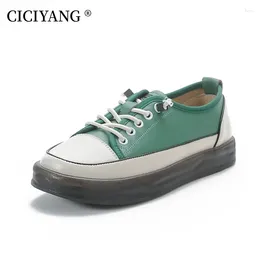Casual Shoes CICIYANG Genuine Leather Women Spring Flats 2024 Lace-up White Soft Sole Loafers Ladies Sneakers Handmade
