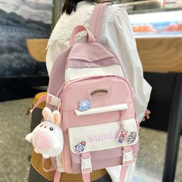 School Bags Trendy Girl Harajuku Travel Bag Kawaii Lady Badge Student Backpack Female College Fashion Women Laptop Book