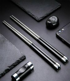 Top Quality 304 Stainless Steel Chopsticks with Black Slipresistant Cover Durable Metal Chopstick Restaurant Square Chopsticks5324098