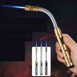 Latest Jet Inflatable Butane Straight Igniter Lighter Windproof No Gas 25.8cm For BBQ Barbecue picnic Cigarette Smoking Kitchen Tool