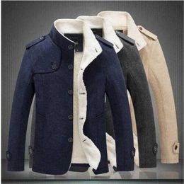 New designer Men Wool Fashion Winter Jacket Fleece Lined Overcoat Male Coat Peacoat Sobretudo Masculino