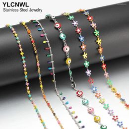 Chains Stainless Steel Enamel Necklace For Women Multicolour Colourful Chain Luxury Cute Choker Vintage Boho Charm Jewellery 16 20 Inch